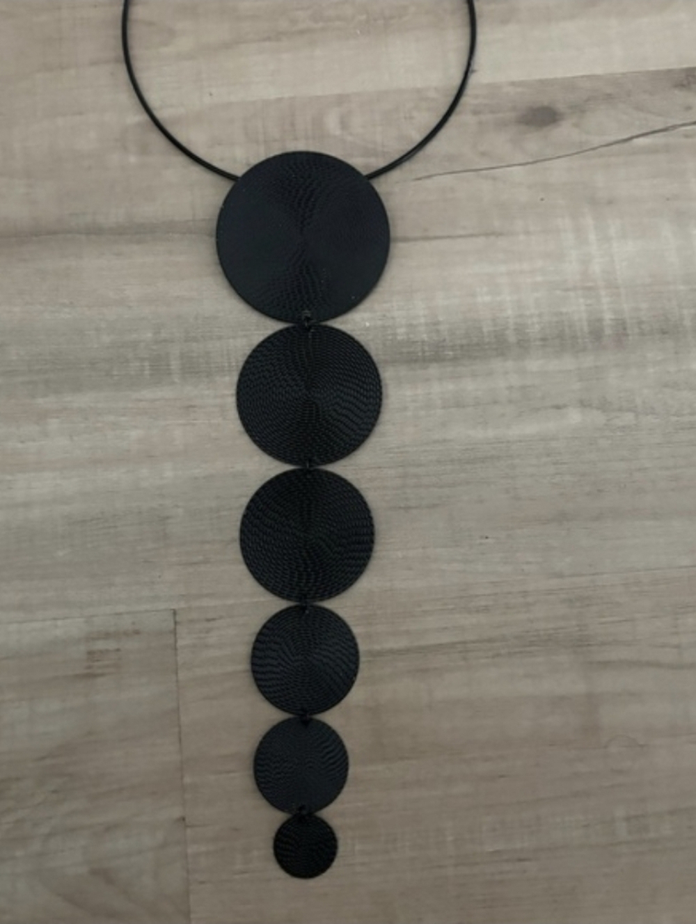 Modern Disc Statement Necklace ▪︎ 6 Tier ▪︎ Onyx ▪︎ Long Drop 14.5" - Picture 14 of 16